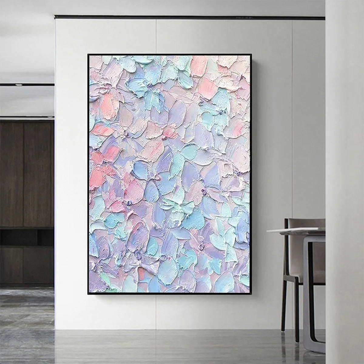 PASTEL DREAM: Textured Impasto Floral Painting in Pink, Blue, and Purple