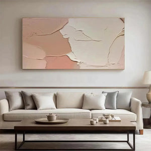Liam O'Connell Nude Abstract painting in a modern living room setting. Neutral tones and textured art.