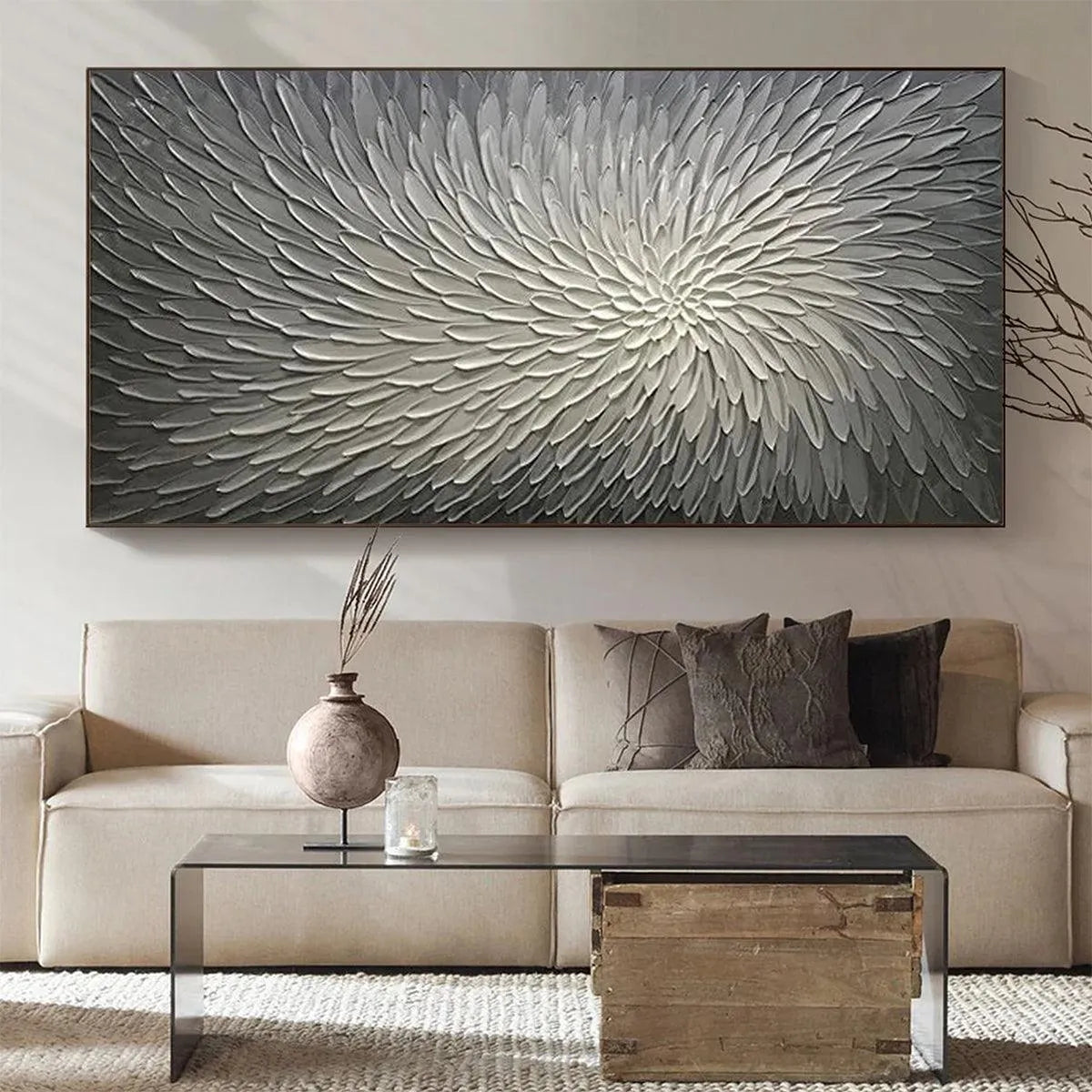 SILVER SWIRL: Textured Abstract Painting in Grey and White