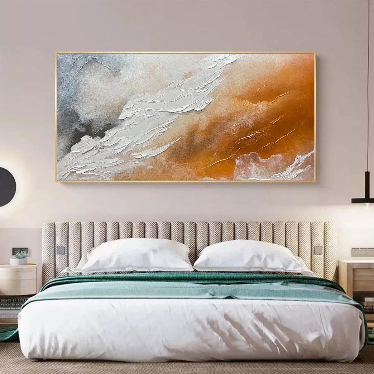 DESERT FLOW: Abstract Landscape Painting in Orange, White, and Grey, Textured Canvas, Modern Wall Art