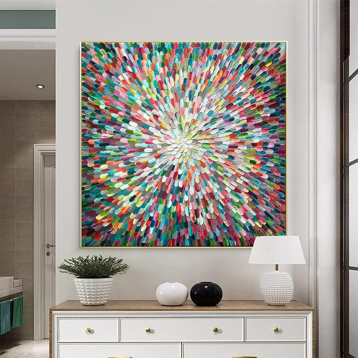 RADIANT BLOOM: Colorful Abstract Impasto Oil Painting