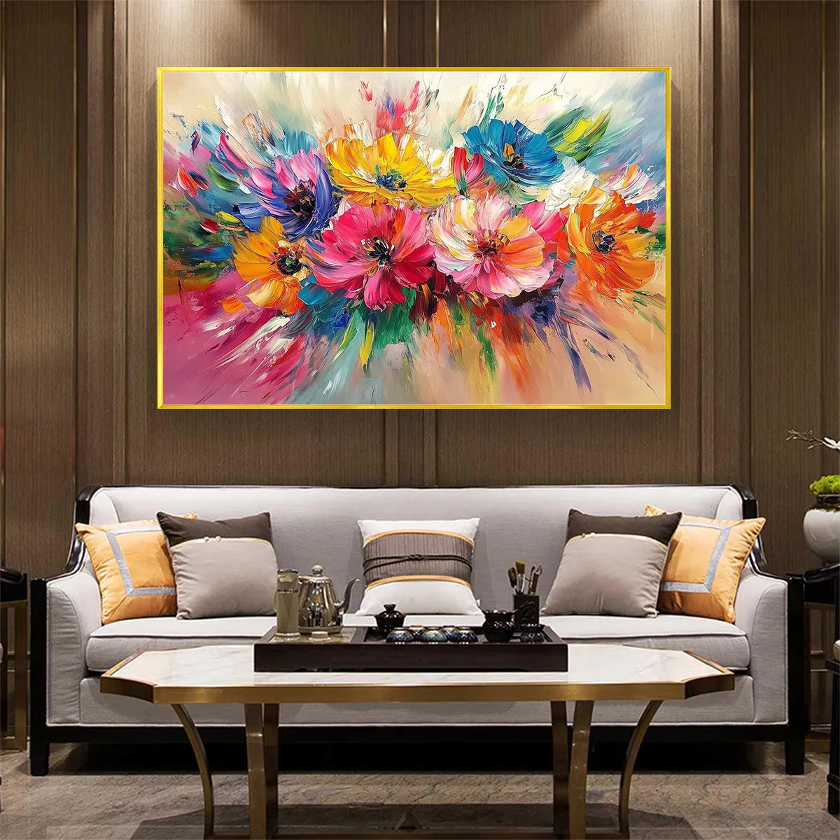 VIBRANT BLOOM: Impasto Floral Oil Painting in Vibrant Multicolor