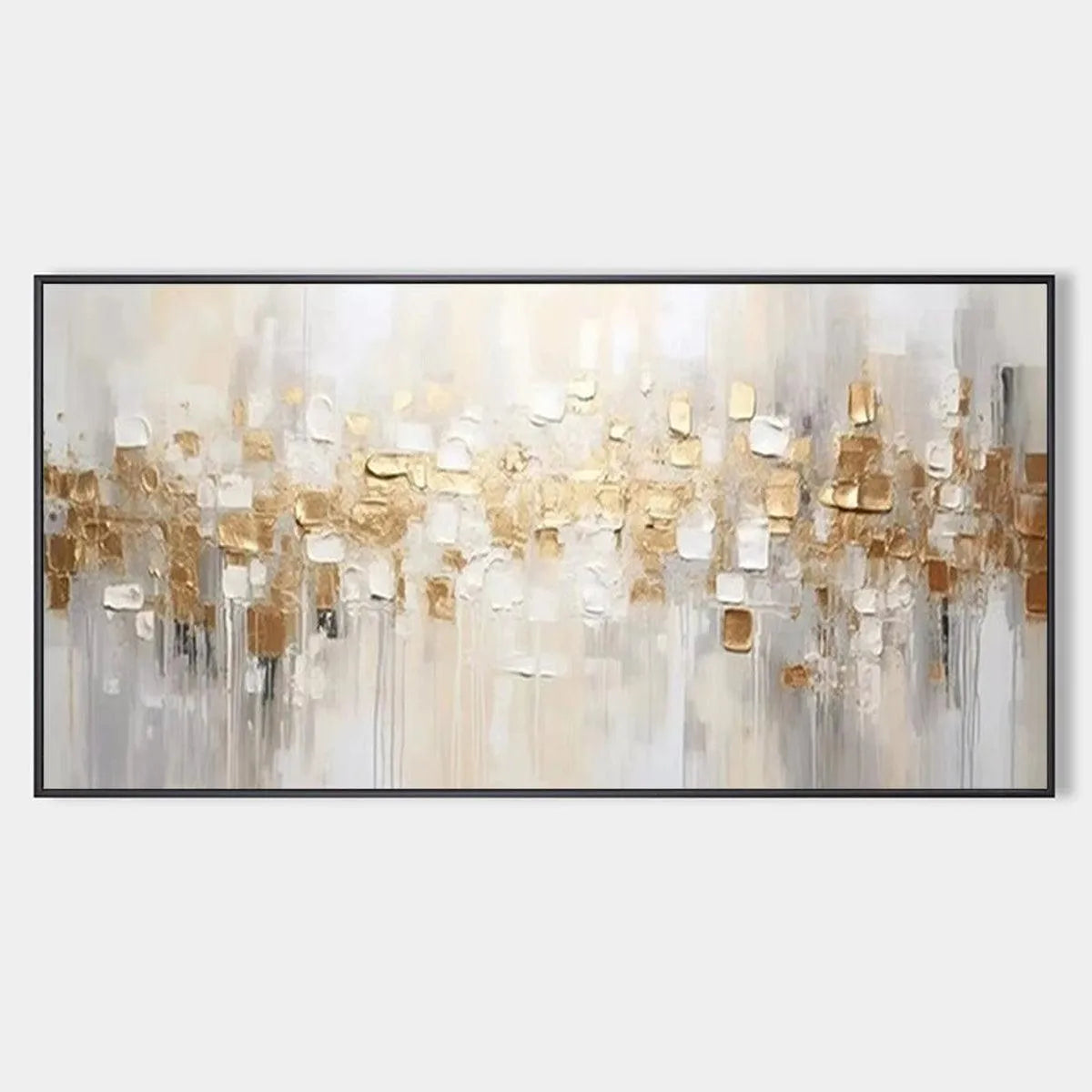 GOLDEN ABSTRACT: Textured Gold and White Abstract Painting