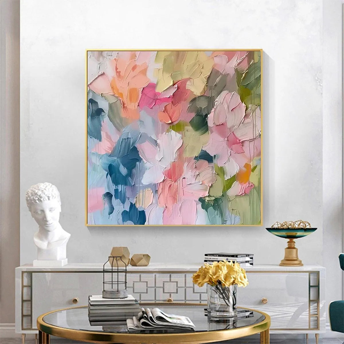 PASTEL DREAM: Textured Abstract Floral Painting in Soft Pastel Colors