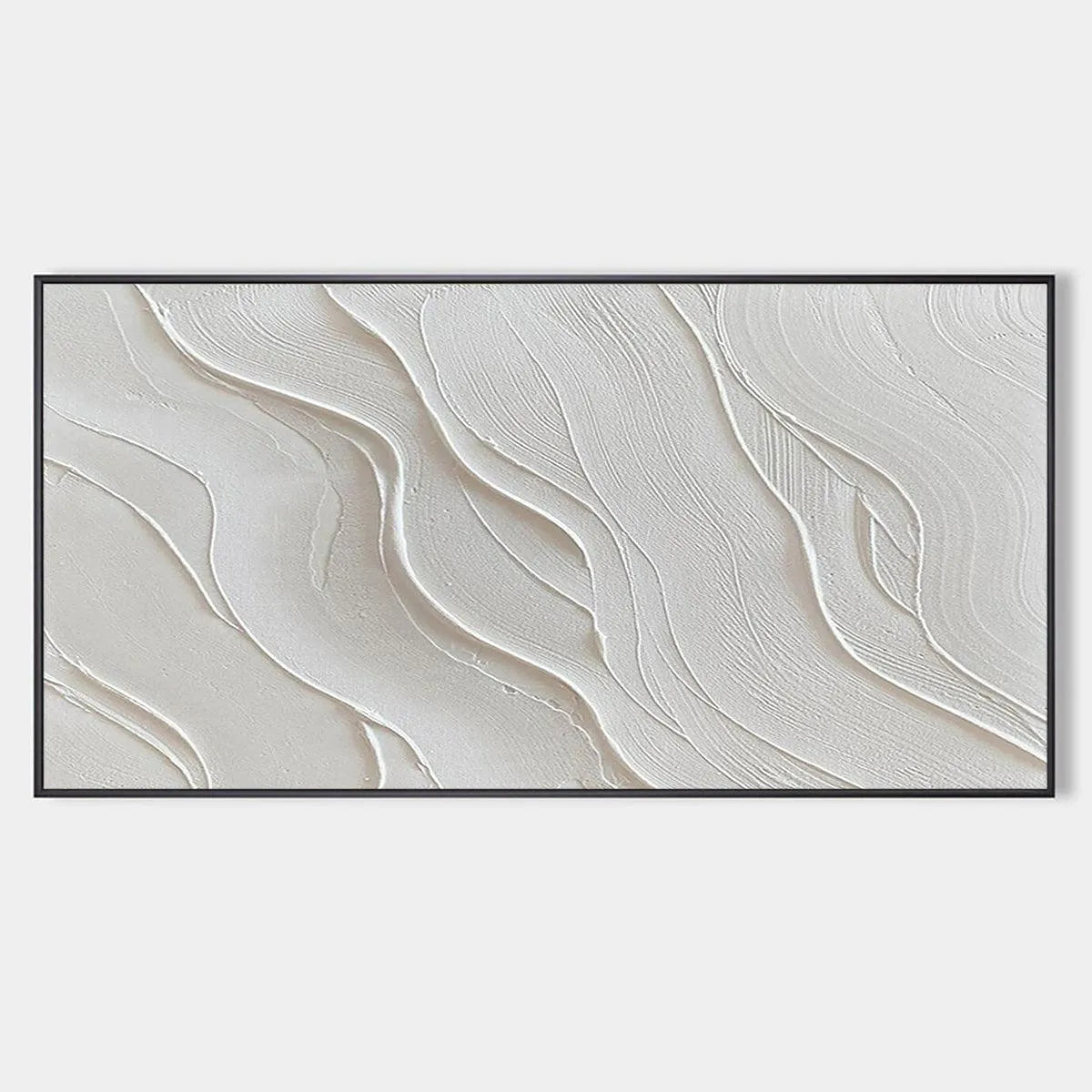 SERENE RIPPLES: Abstract Minimalist Textured White Painting for Living Room