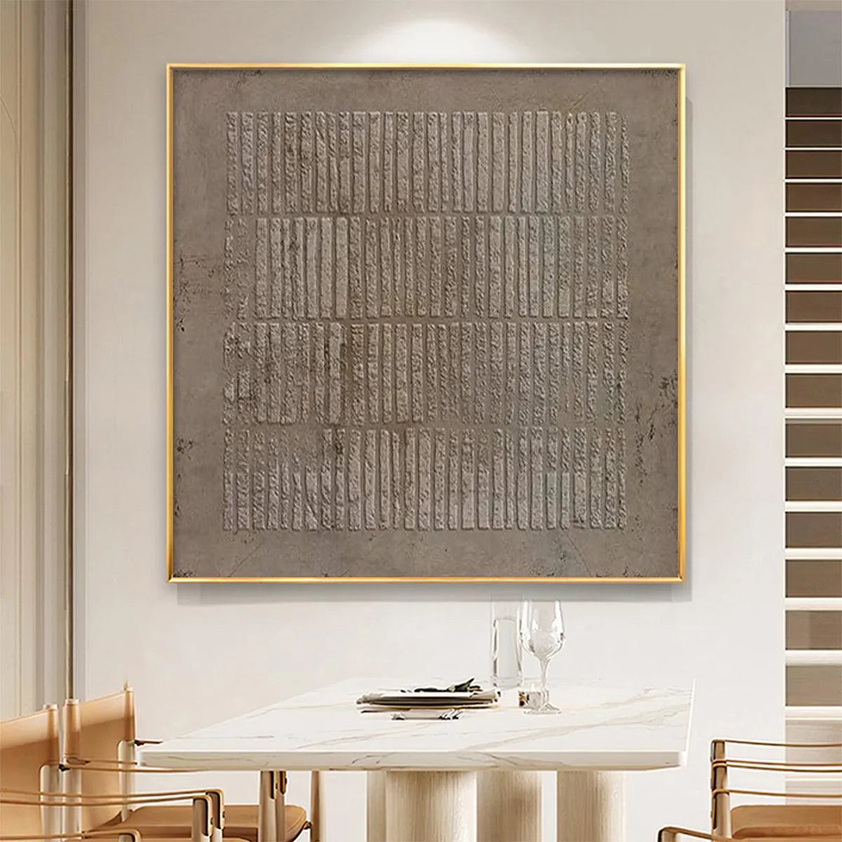 TEXTURED BROWN GRID: Minimalist Textured Painting