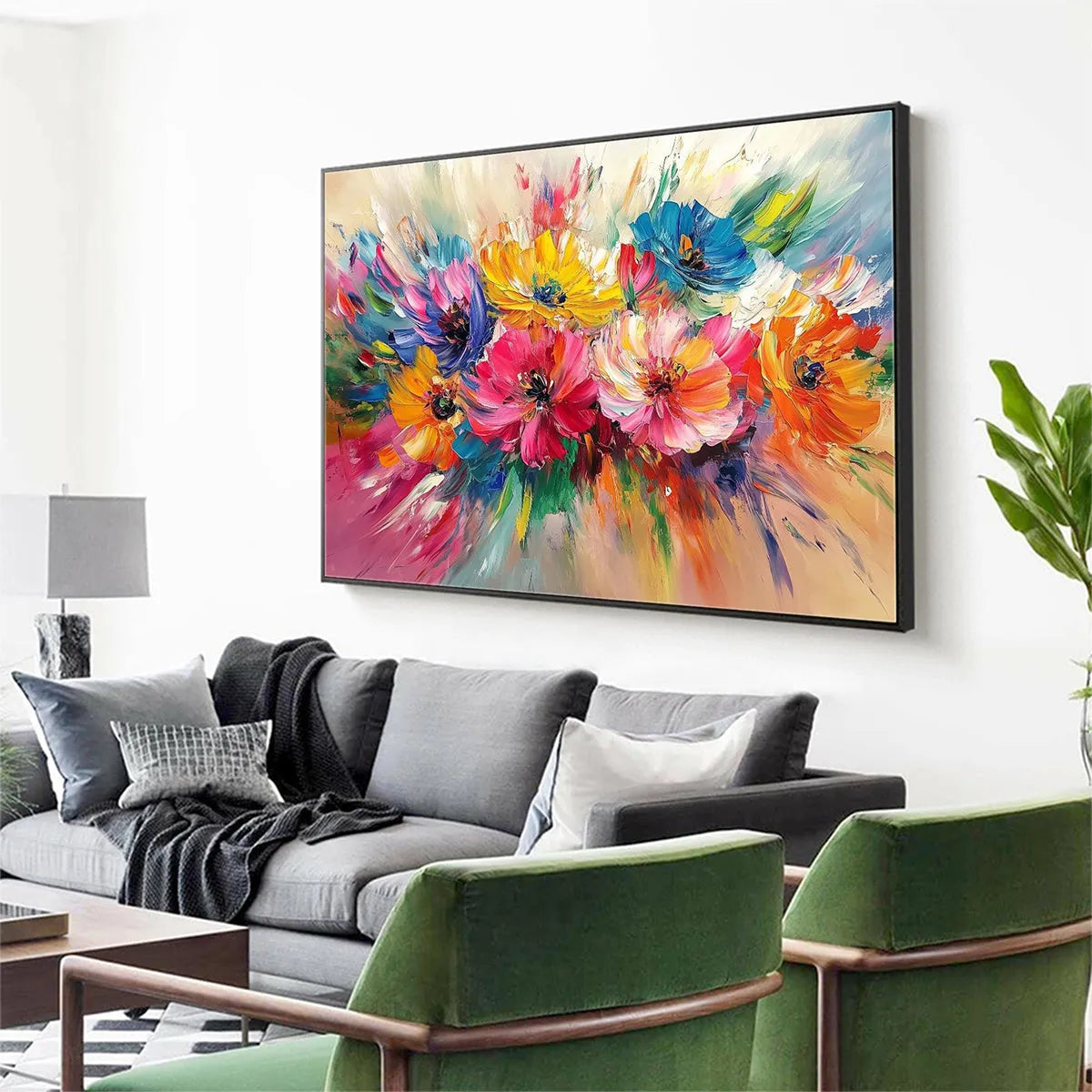 VIBRANT BLOOM: Impasto Floral Oil Painting in Vibrant Multicolor