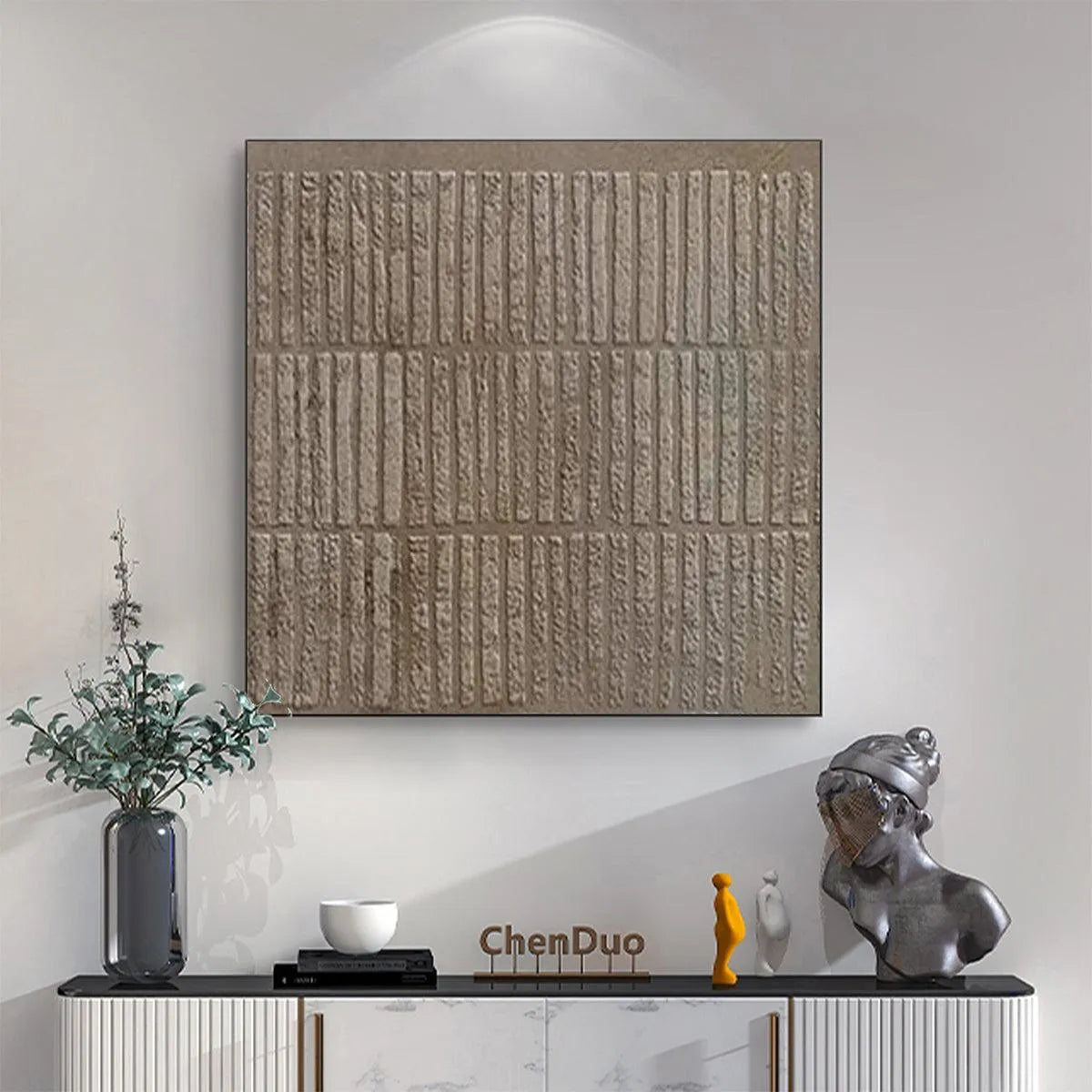 TEXTURED BROWN GRID: Minimalist Textured Painting