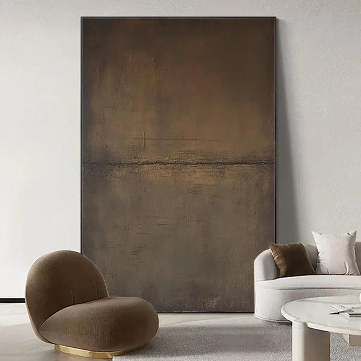 UMBER ABSTRACT LANDSCAPE: Abstract Painting in Brown