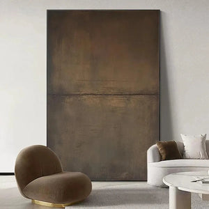 Umber Abstract Landscape by Liam O'Connell, earthy-toned minimalist art, perfect for bedroom and living room decor.