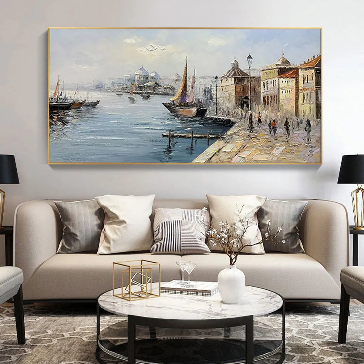 VENETIAN SERENADE: Panoramic Cityscape Oil Painting of Venice