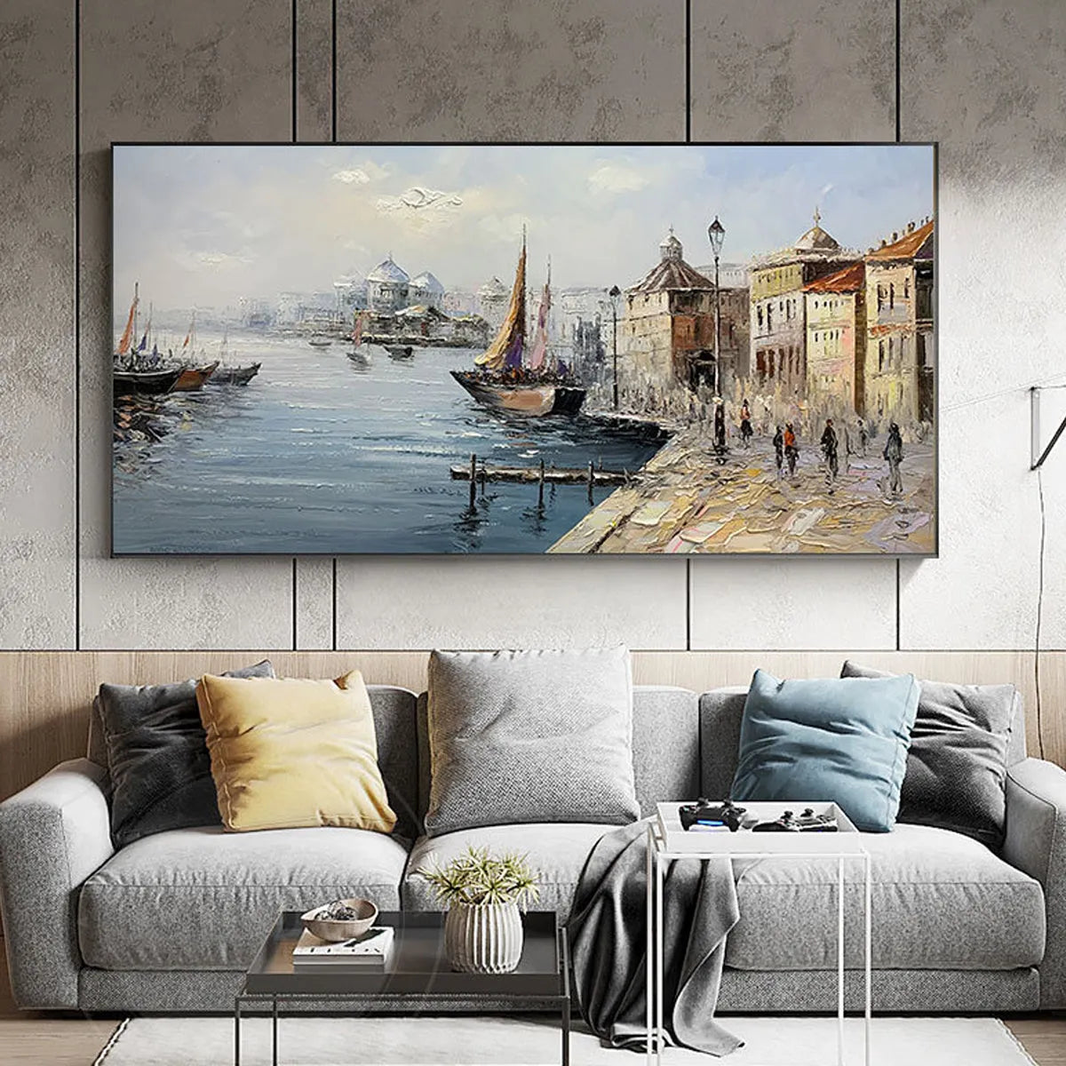 VENETIAN SERENADE: Panoramic Cityscape Oil Painting of Venice