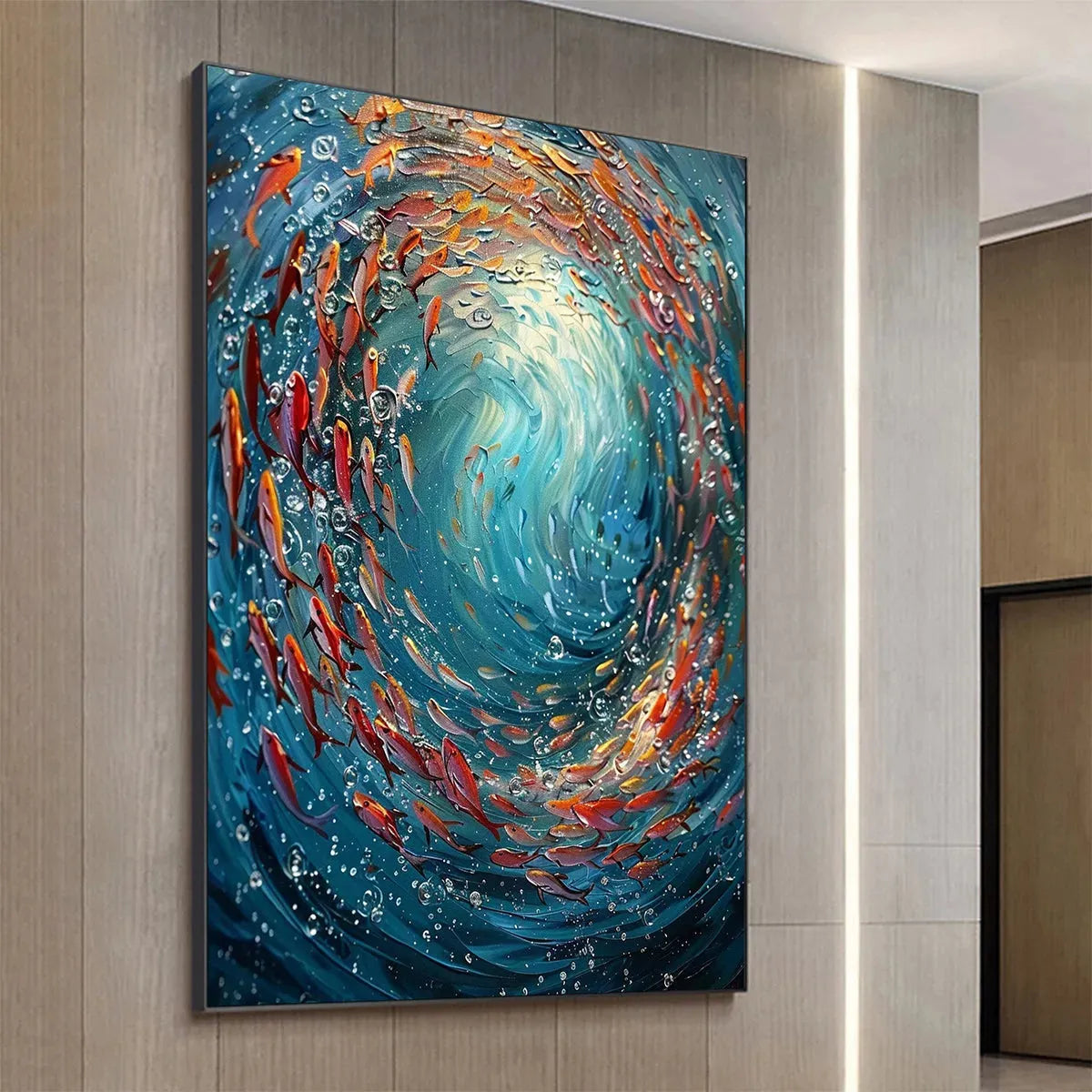 CORAL DANCE: Vibrant Underwater Fish Oil Painting