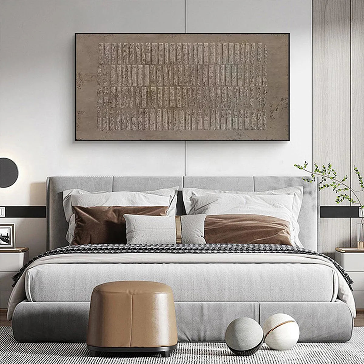 TEXTURED RECTANGLE ARRAY: Minimalist Textured Painting in Brown