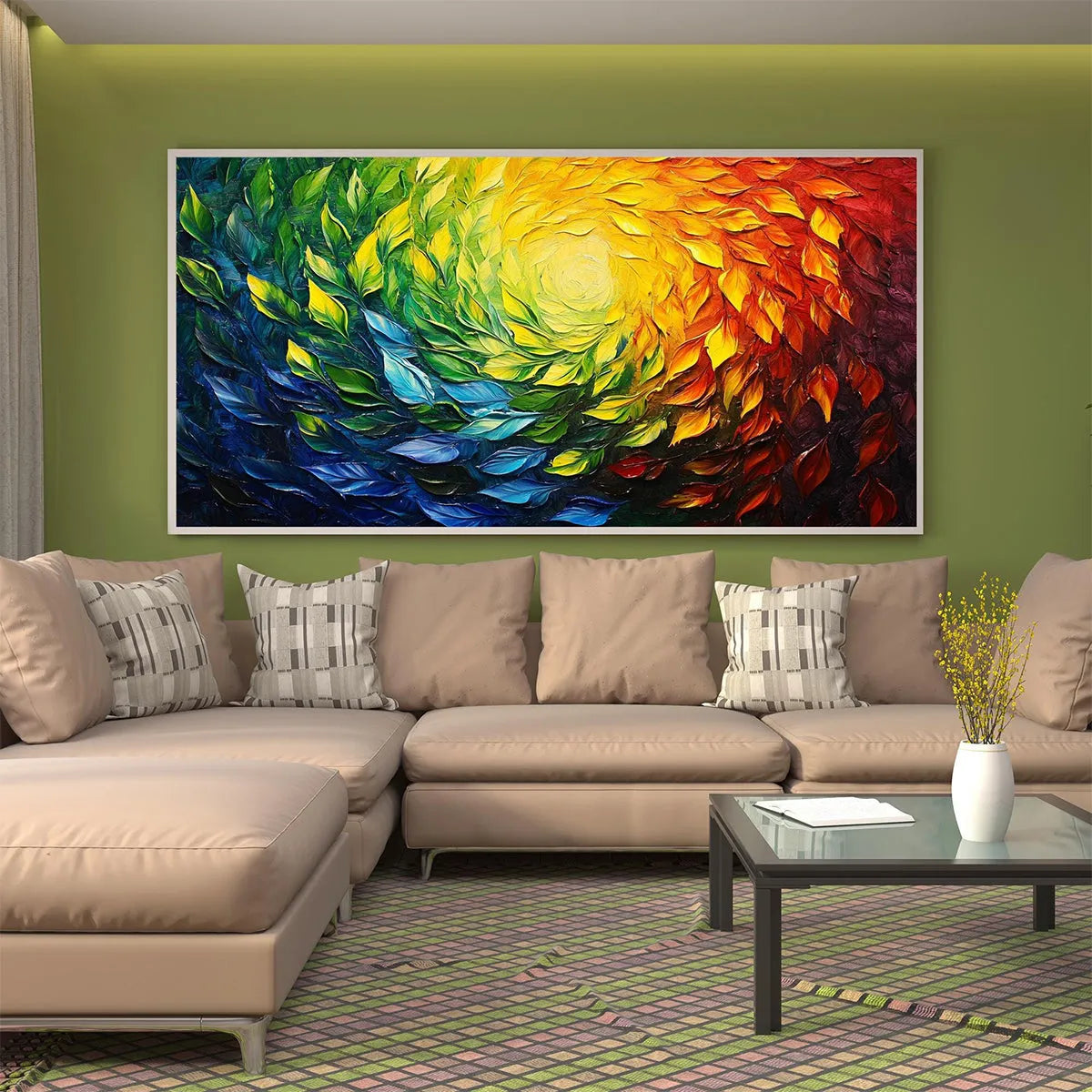 CHROMA SPIN: Impasto Abstract Oil Painting in Vibrant Rainbow Colors