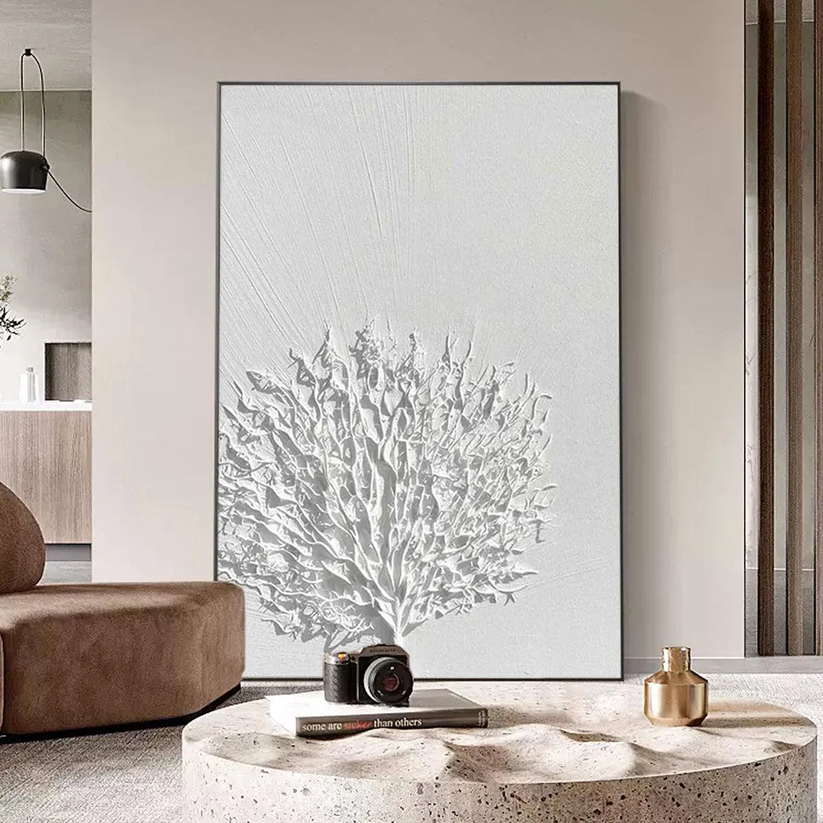 WHITE TEXTURED TREE: Textured Floral Wall Art