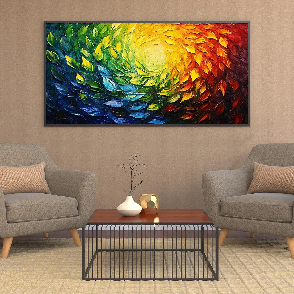 CHROMA SPIN: Impasto Abstract Oil Painting in Vibrant Rainbow Colors