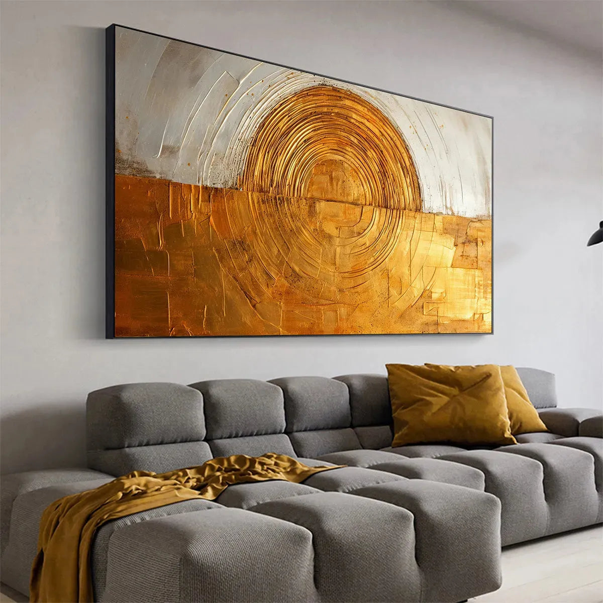 GOLDEN ERA: Panoramic Abstract Oil Painting with Gold and Silver