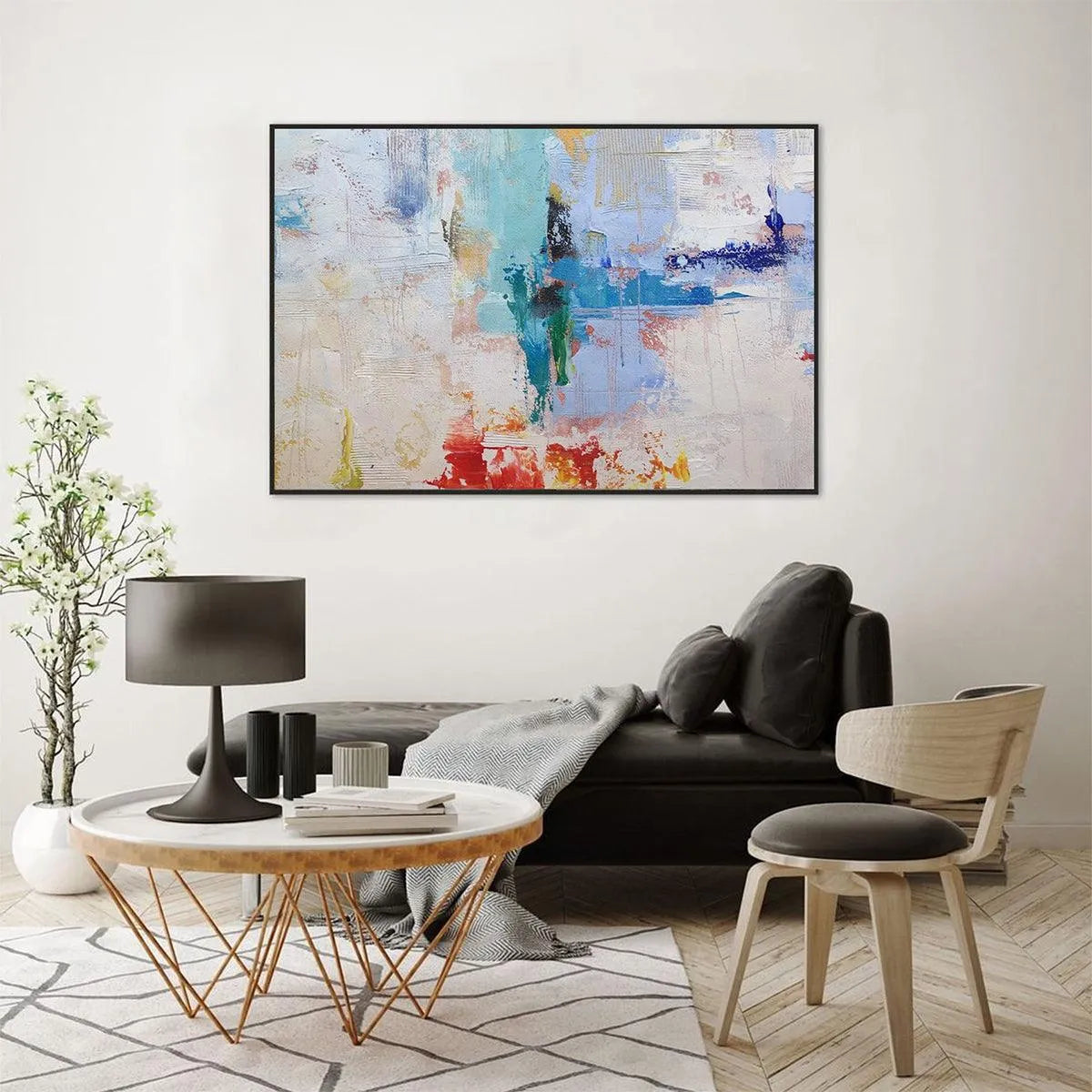 ABSTRACT LAND: Textured Abstract Painting, Colorful Wall Art, Modern Art, Panoramic, Horizontal Canvas