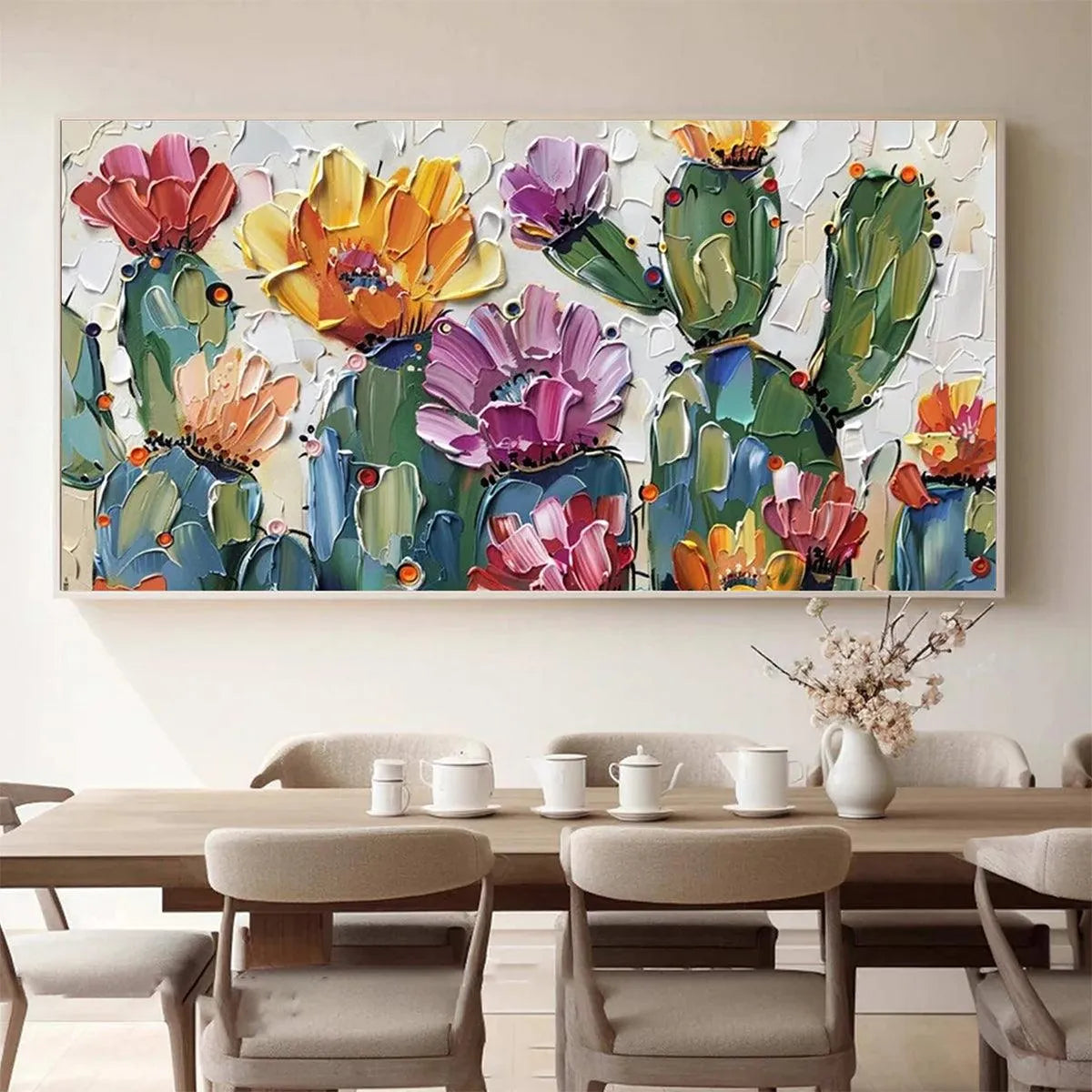 DESERT GARDEN: Textured Cactus Impasto Painting