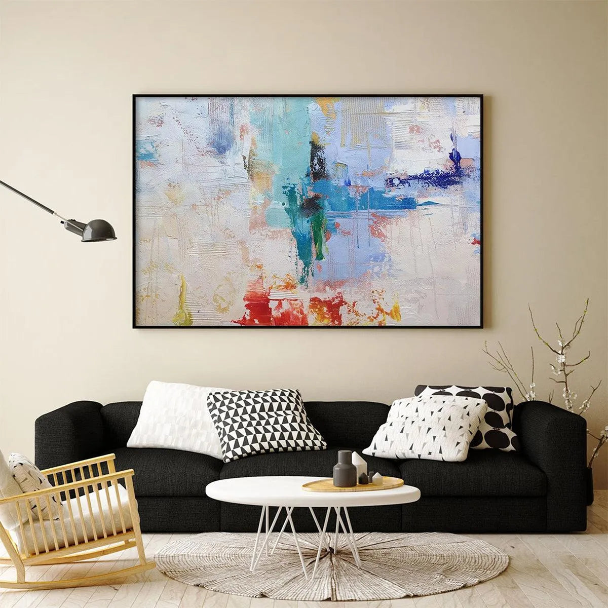 ABSTRACT LAND: Textured Abstract Painting, Colorful Wall Art, Modern Art, Panoramic, Horizontal Canvas