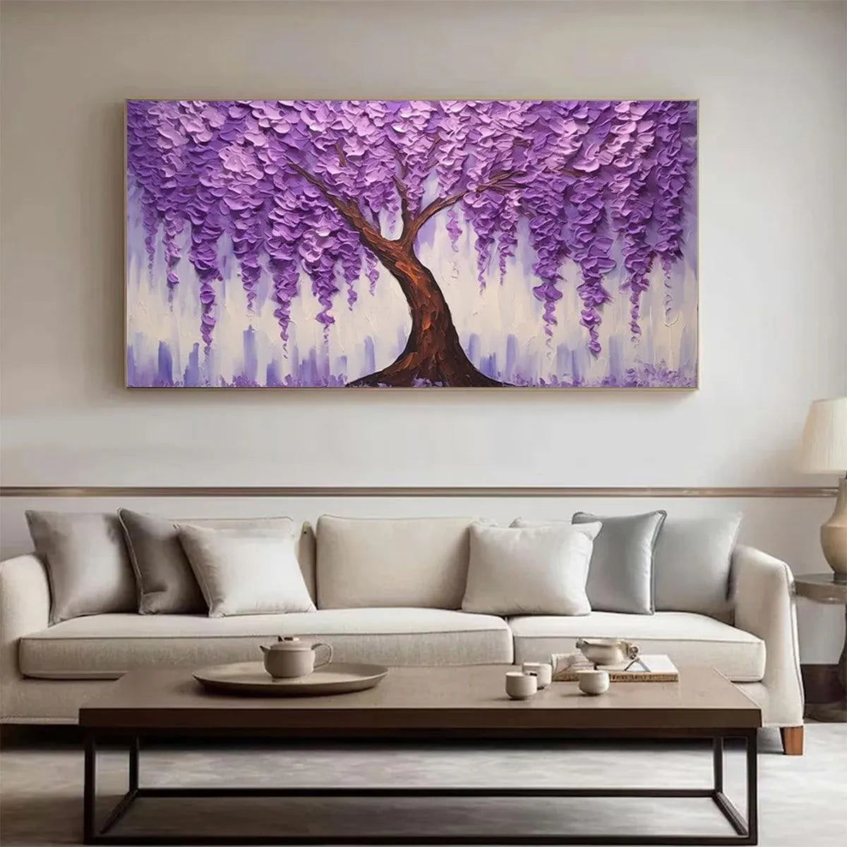 PURPLE WISTERIA: Textured Floral Painting in Purple