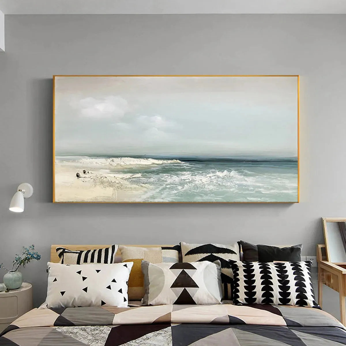 COASTAL WHISPERS: Tranquil Beach Landscape Oil Painting