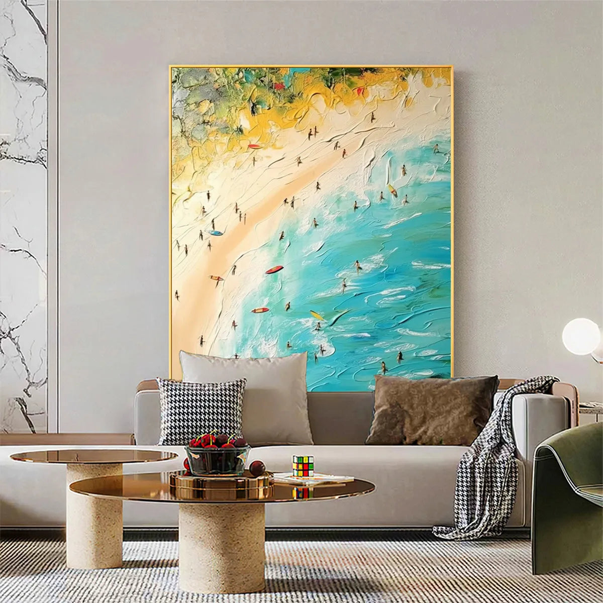 SEASIDE REVERIE: Impasto Beach Scene Oil Painting with Figures