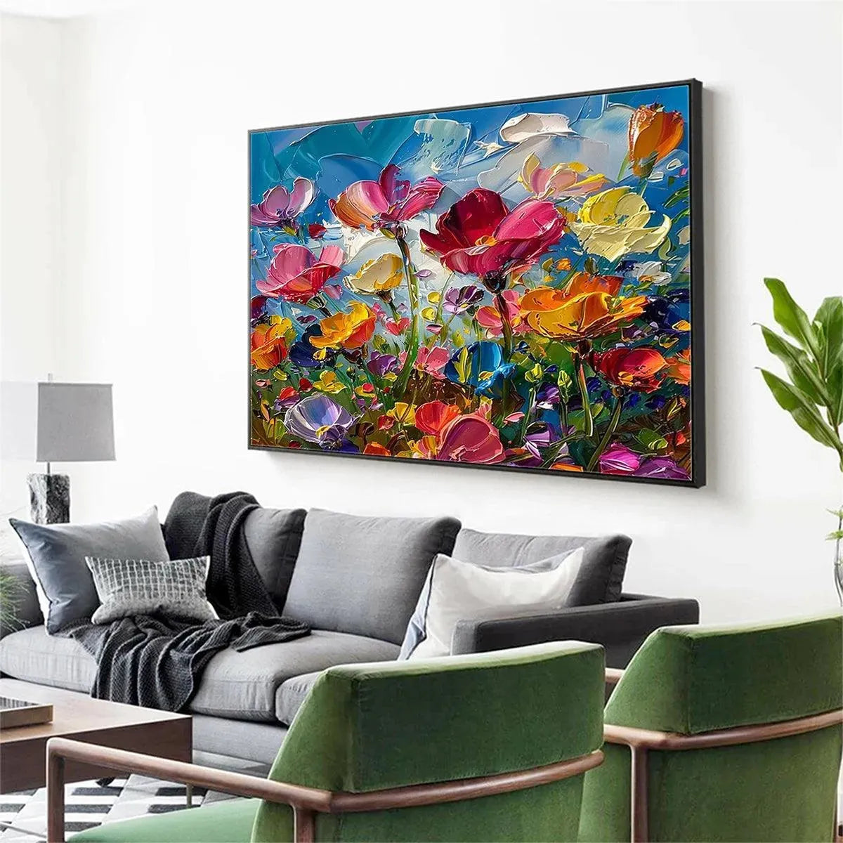 Field of Dreams: Textured Floral Painting | Impasto Wall Art