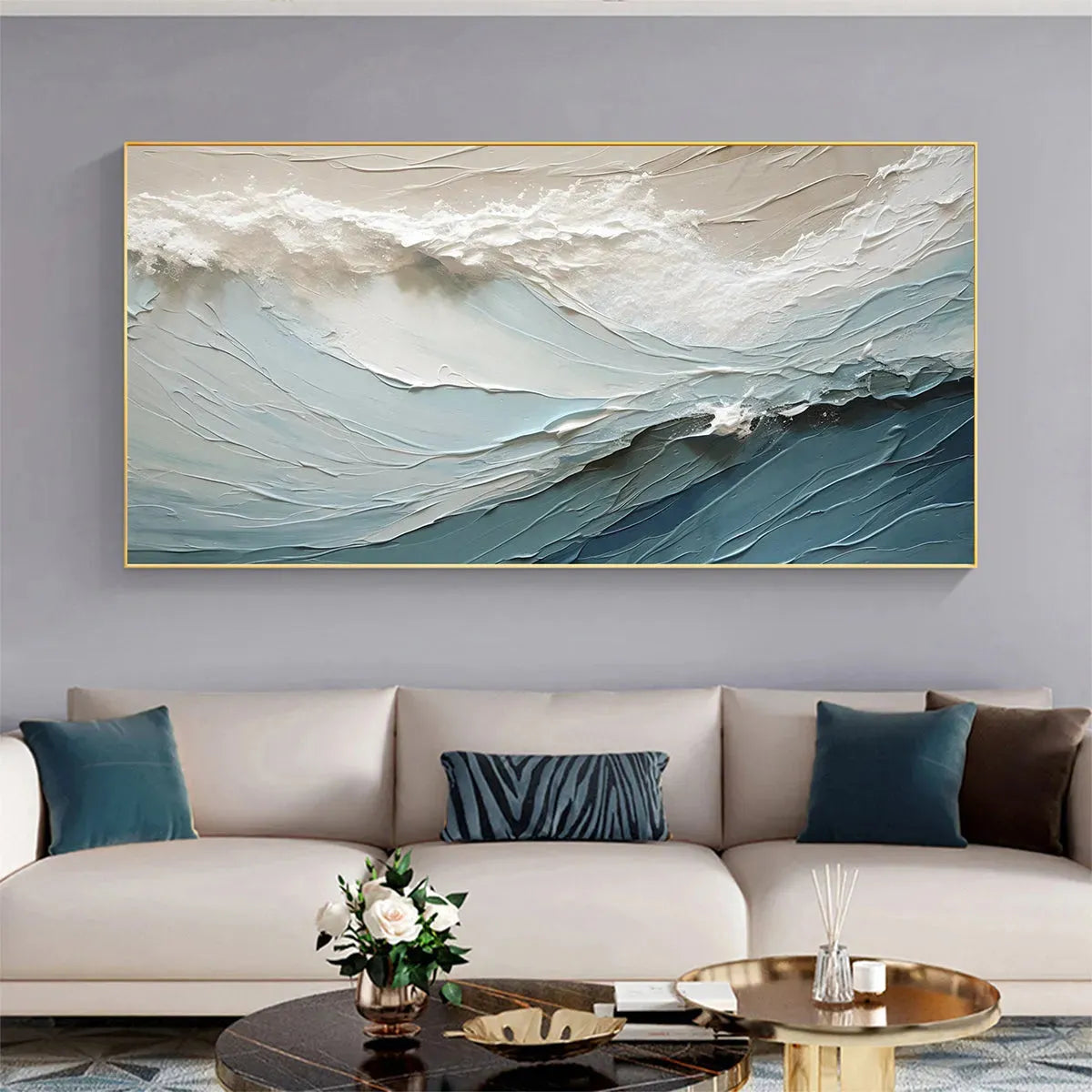 OCEANIC SYMPHONY: Textured Abstract Wave Oil Painting