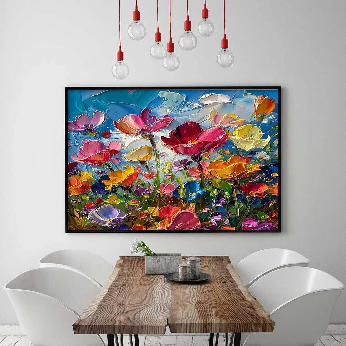 FIELD OF DREAMS: Textured Floral Painting, Impasto Wall Art, Horizontal Canvas, Wildflower Decor