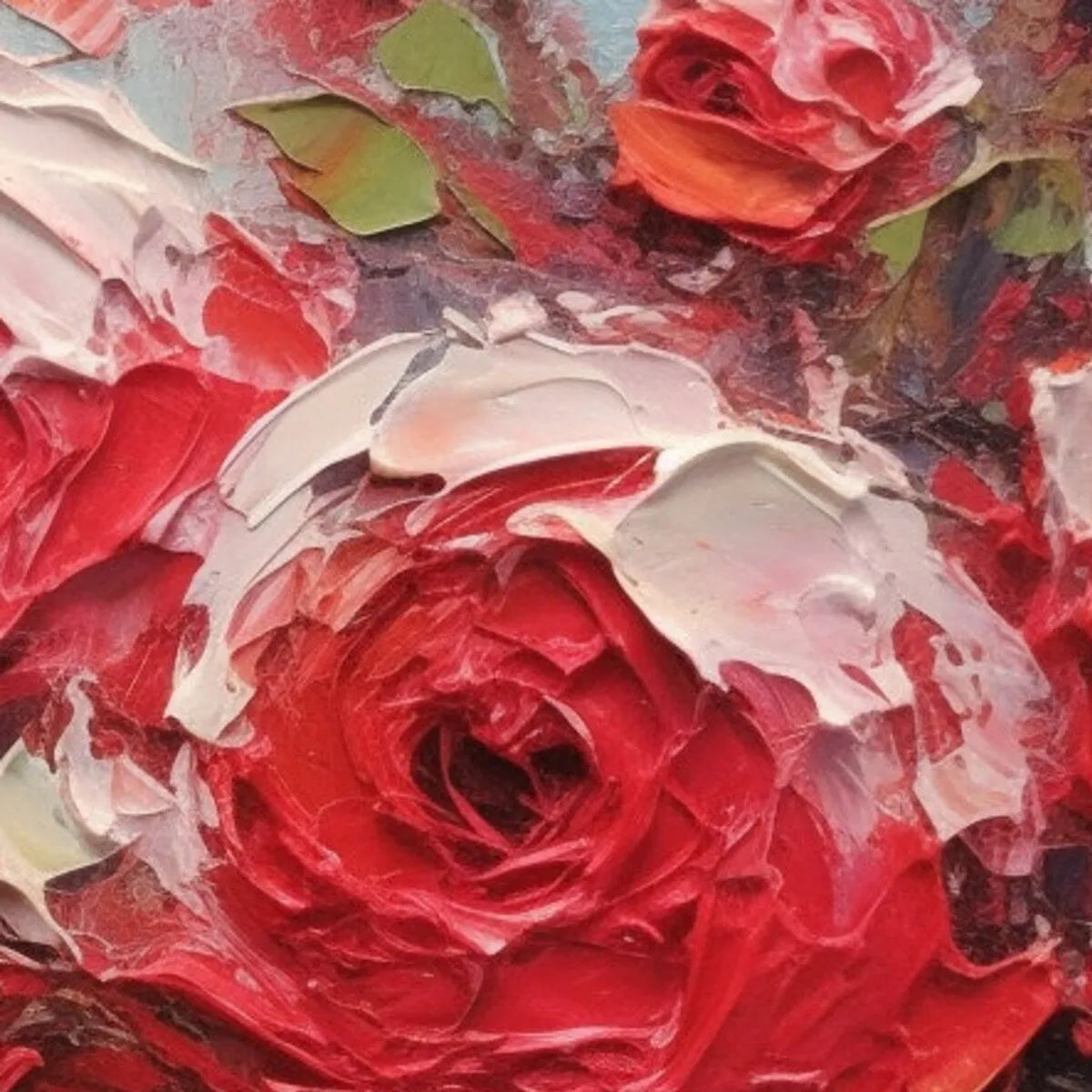 CRIMSON RHAPSODY: Impasto Red Rose Painting