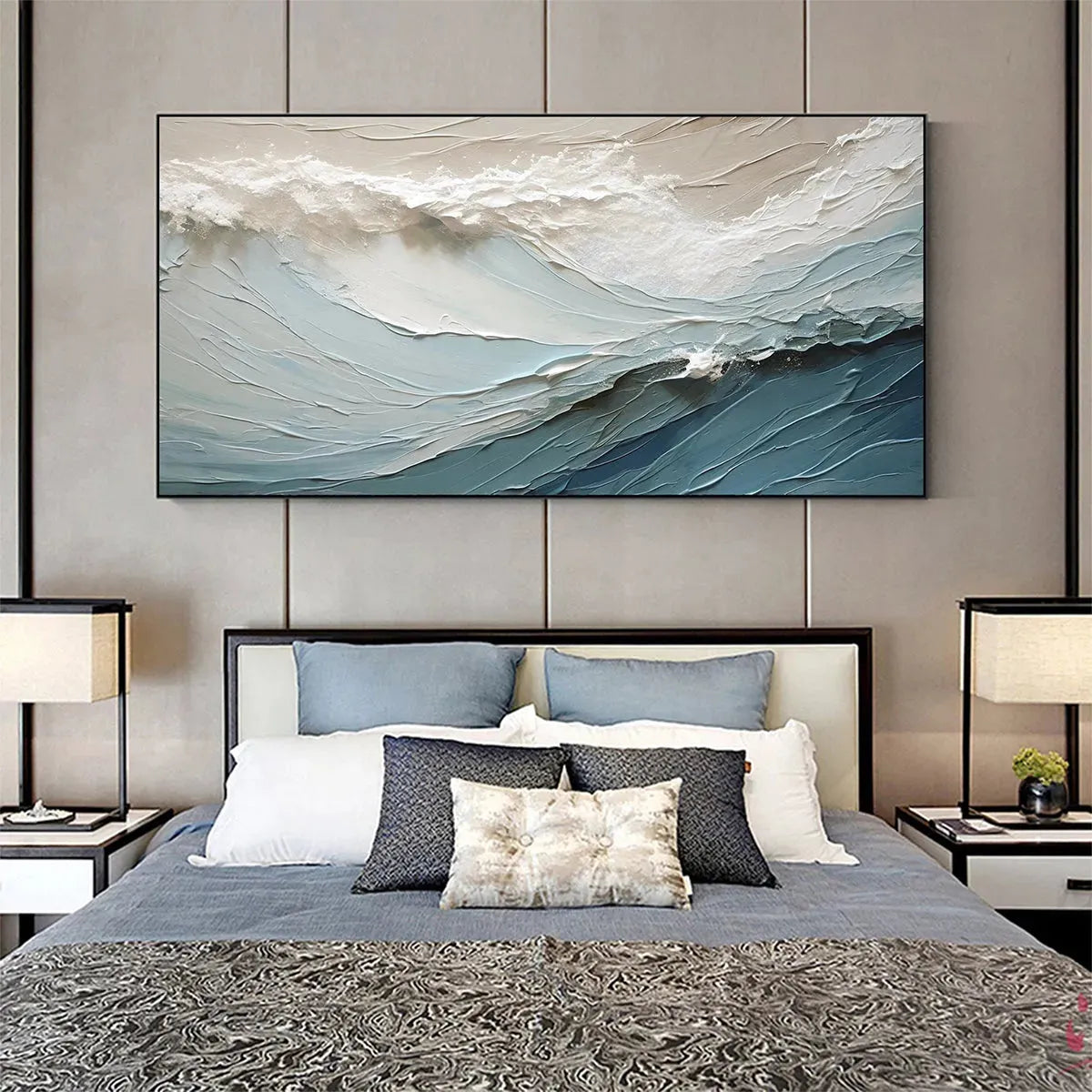 OCEANIC SYMPHONY: Textured Abstract Wave Oil Painting