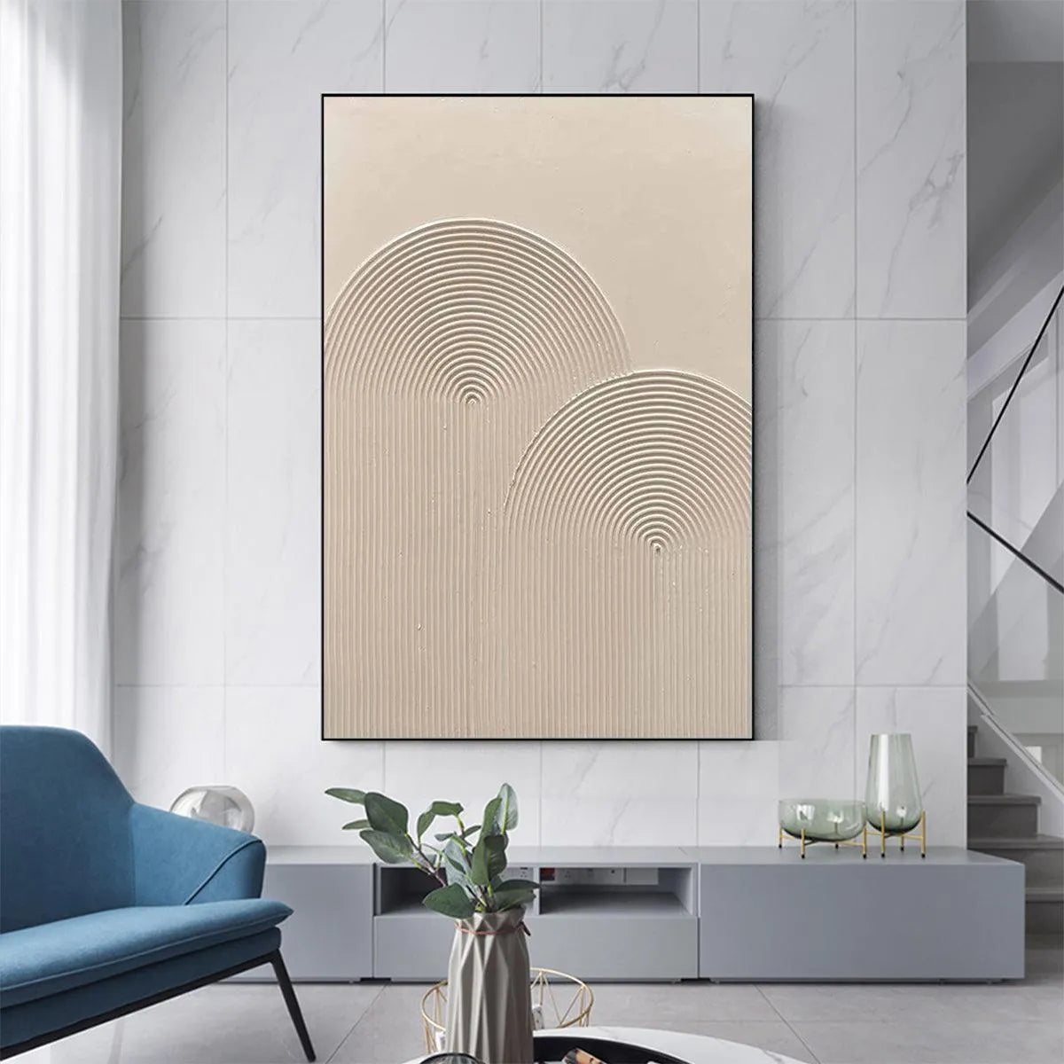 TEXTURED RAINBOW: Minimalist Textured Painting in Beige