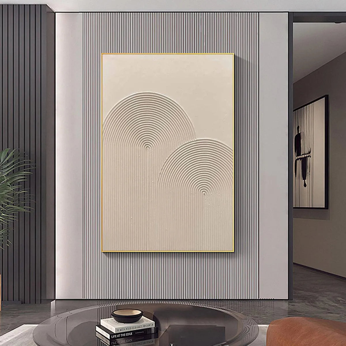 TEXTURED RAINBOW: Minimalist Textured Painting in Beige