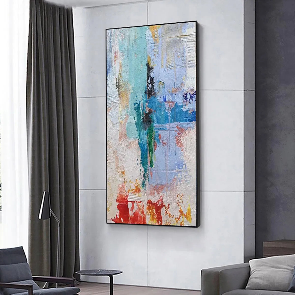 ABSTRACT SYMPHONY: Textured Painting, Colorful Wall Art, Modern Abstract, Vertical Canvas