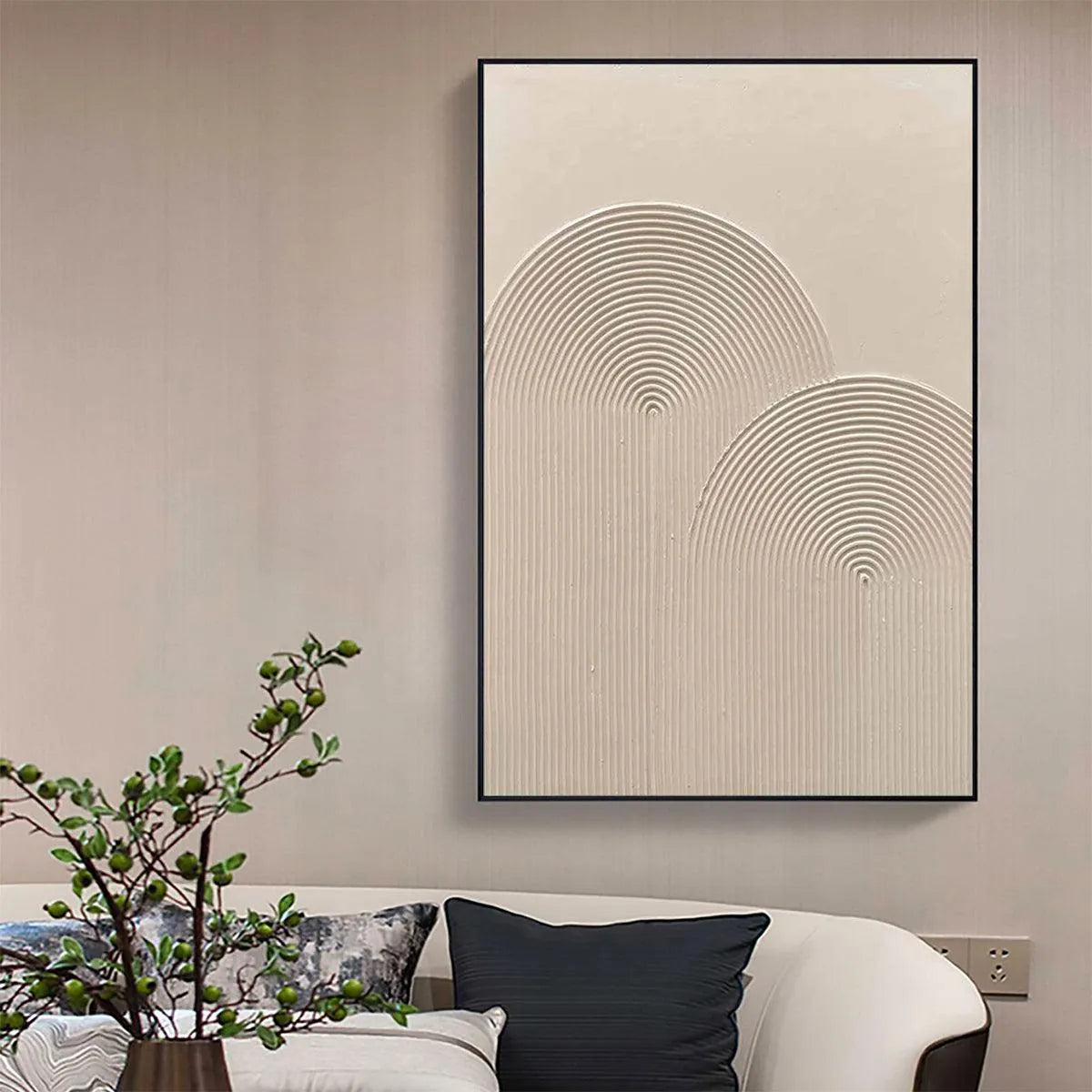 TEXTURED RAINBOW: Minimalist Textured Painting in Beige