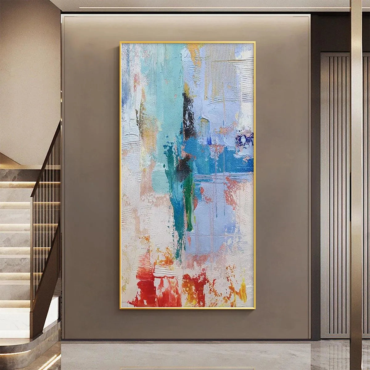 ABSTRACT SYMPHONY: Textured Painting, Colorful Wall Art, Modern Abstract, Vertical Canvas