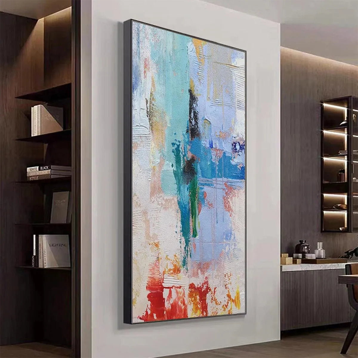 ABSTRACT SYMPHONY: Textured Painting, Colorful Wall Art, Modern Abstract, Vertical Canvas