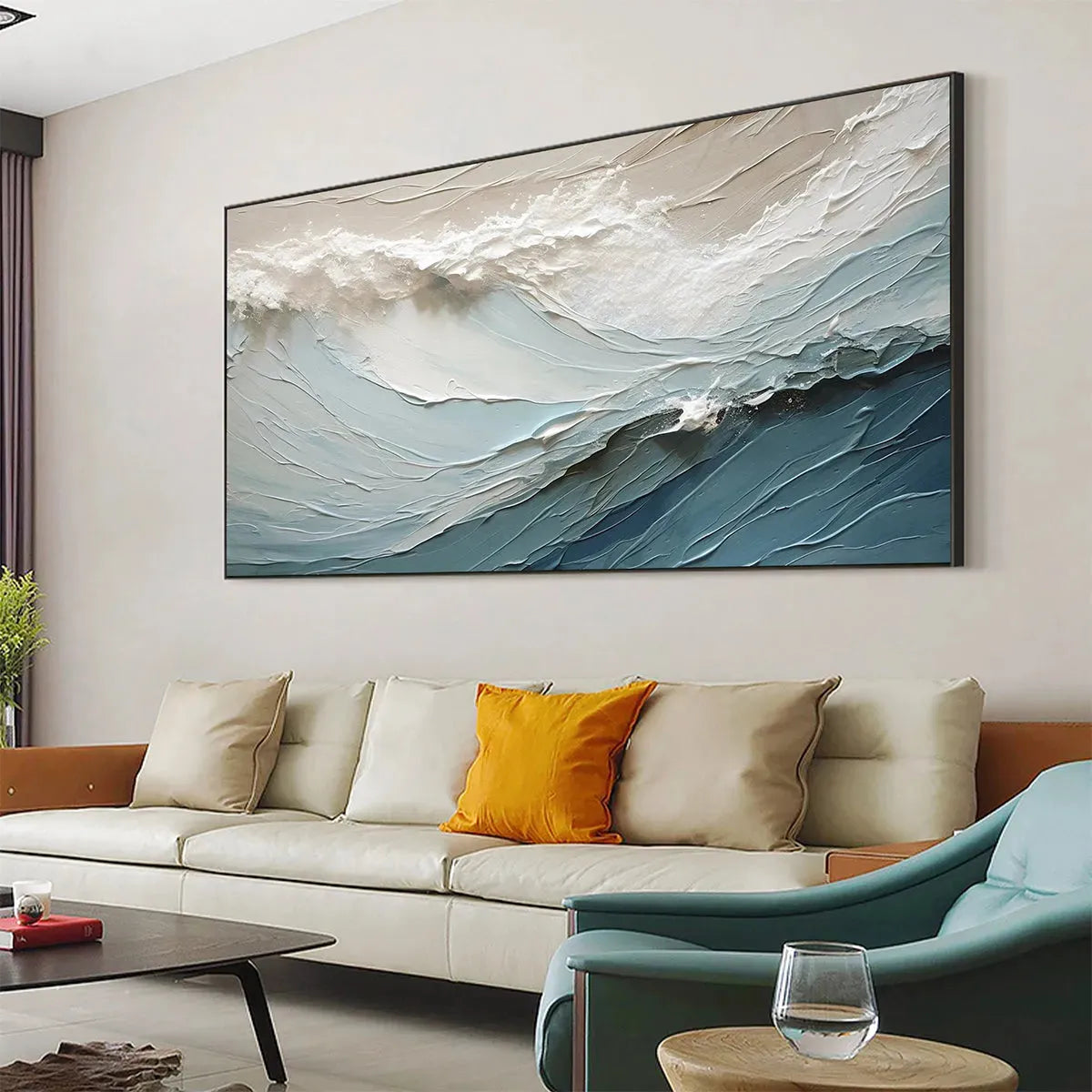 OCEANIC SYMPHONY: Textured Abstract Wave Oil Painting