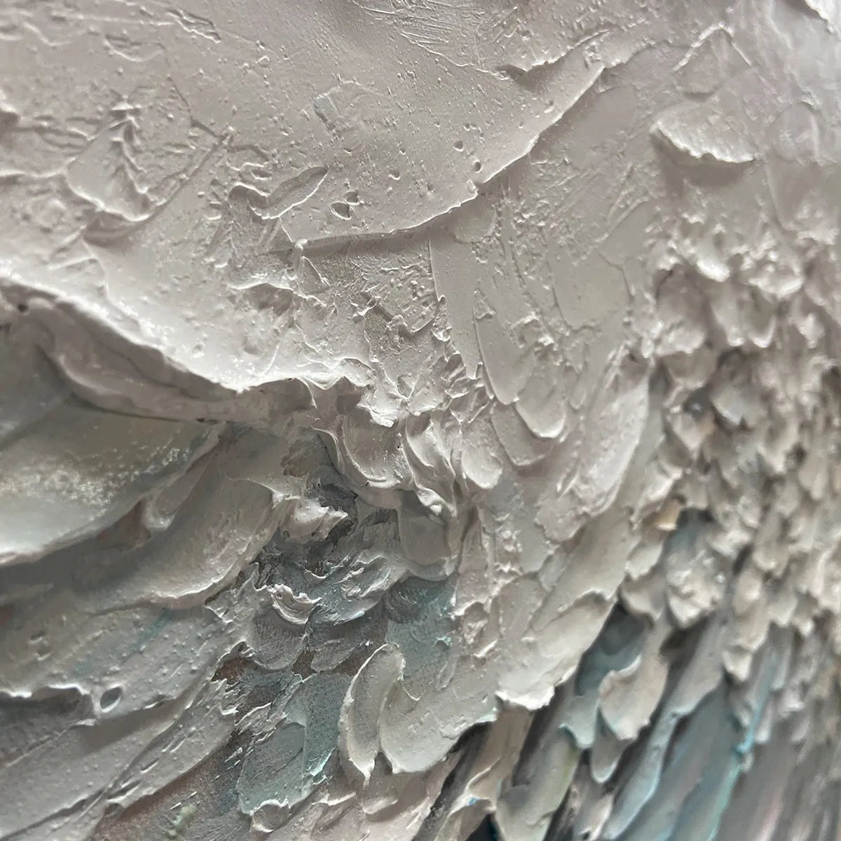 SERENE SEASCAPE: Panoramic Textured Abstract Painting, Impasto Wall Art, Blue, White, Beige, Living Room, Bedroom