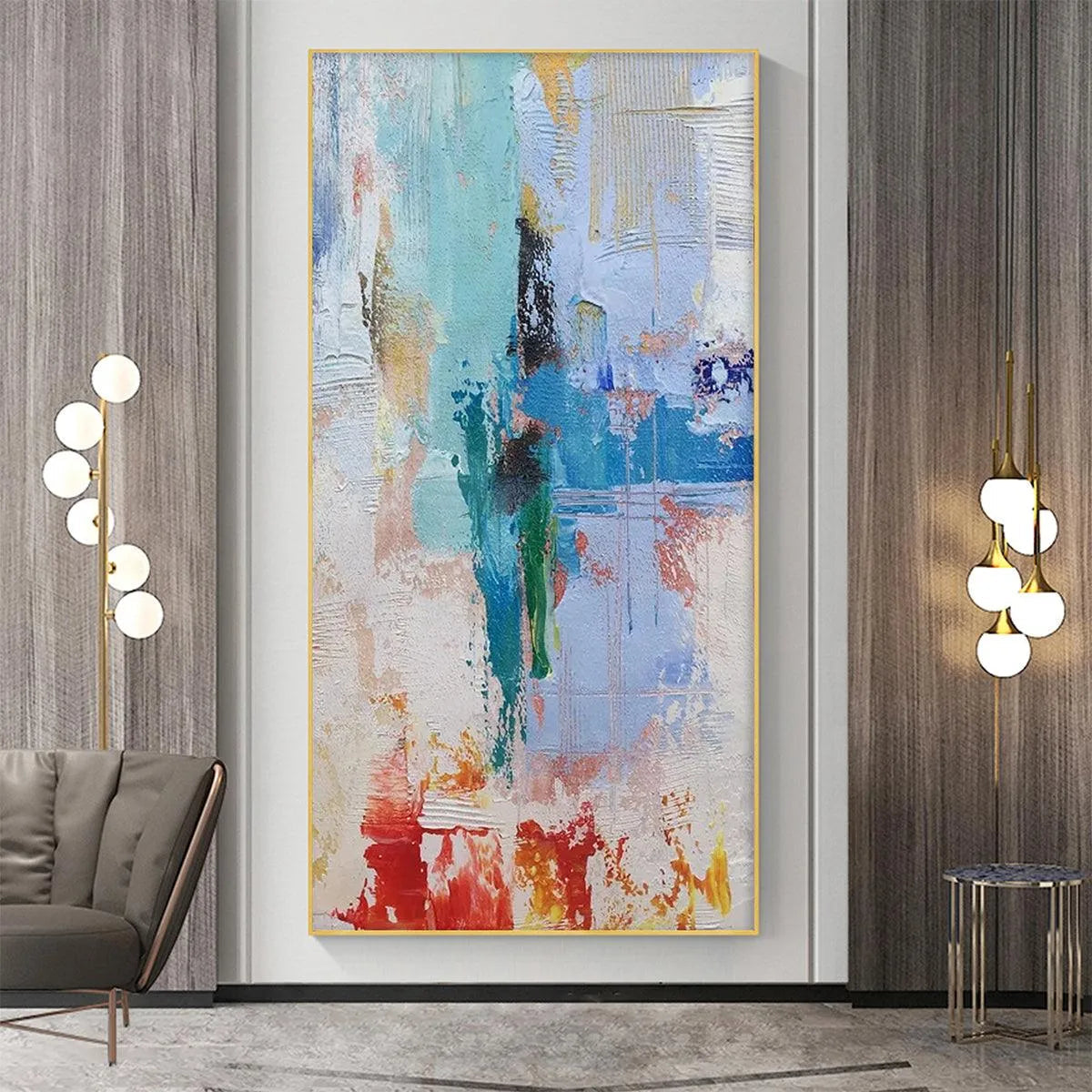 ABSTRACT SYMPHONY: Textured Painting, Colorful Wall Art, Modern Abstract, Vertical Canvas