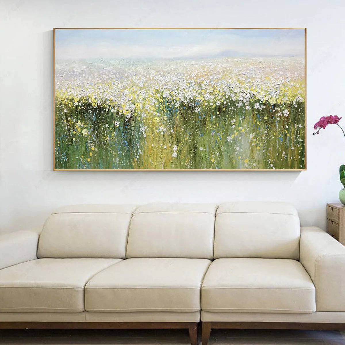 WHISPERING MEADOW: Impressionistic Wildflower Field Oil Painting