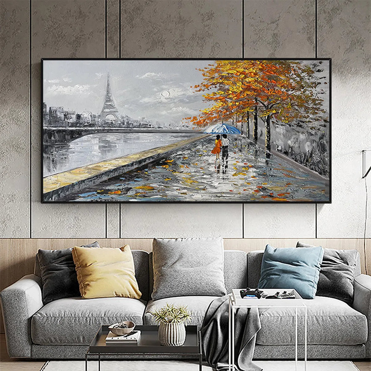 PARISIAN AUTUMN STROLL: Romantic Cityscape Oil Painting with Eiffel Tower