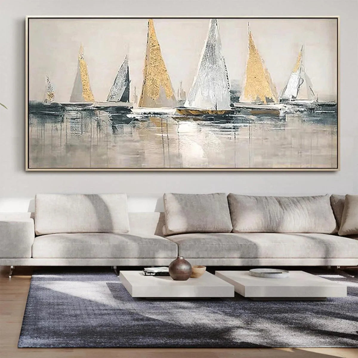 GOLDEN REGATTA: Panoramic Sailboat Painting