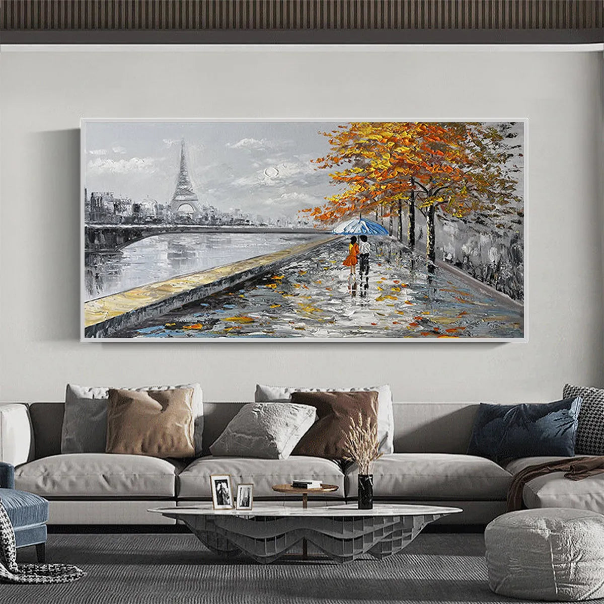 PARISIAN AUTUMN STROLL: Romantic Cityscape Oil Painting with Eiffel Tower