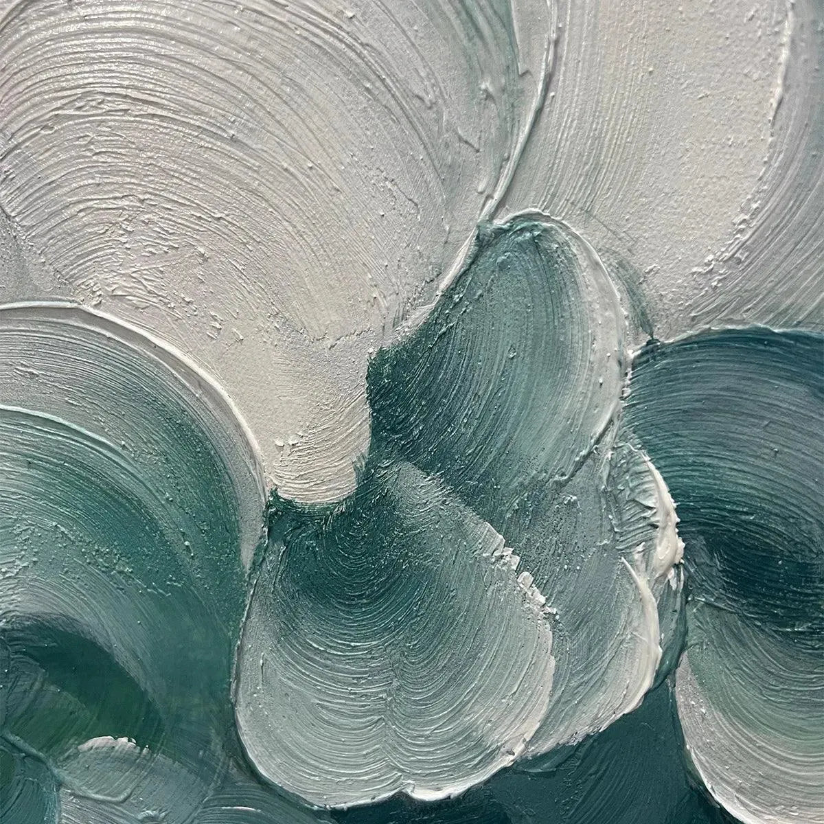 MEDITERRANEAN BREEZE: Abstract Teal White Impasto Oil Painting