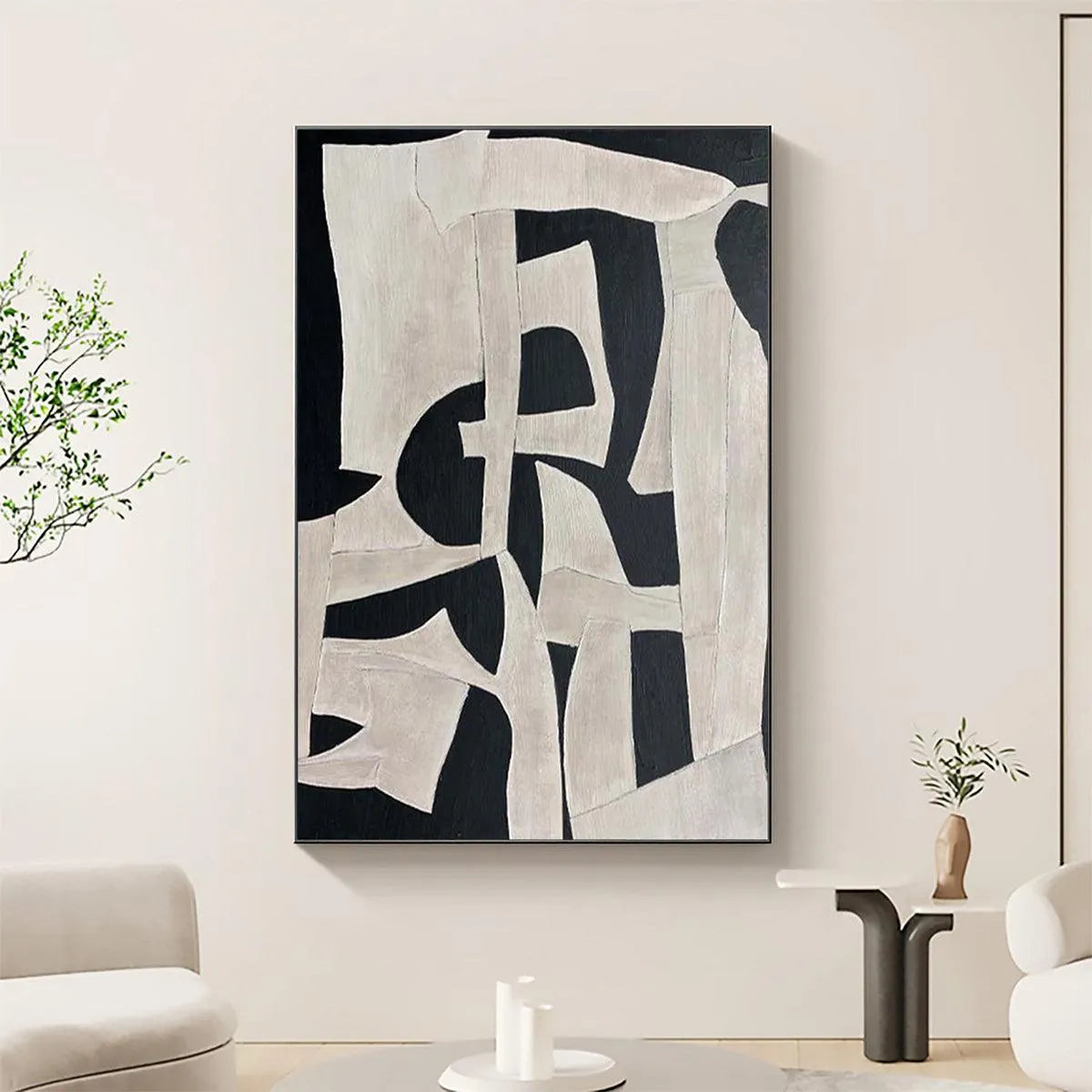 BLACK AND WHITE ABSTRACT: Minimalist Abstract Painting