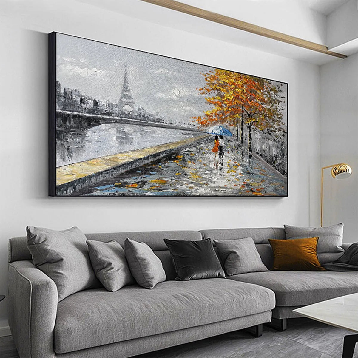 PARISIAN AUTUMN STROLL: Romantic Cityscape Oil Painting with Eiffel Tower