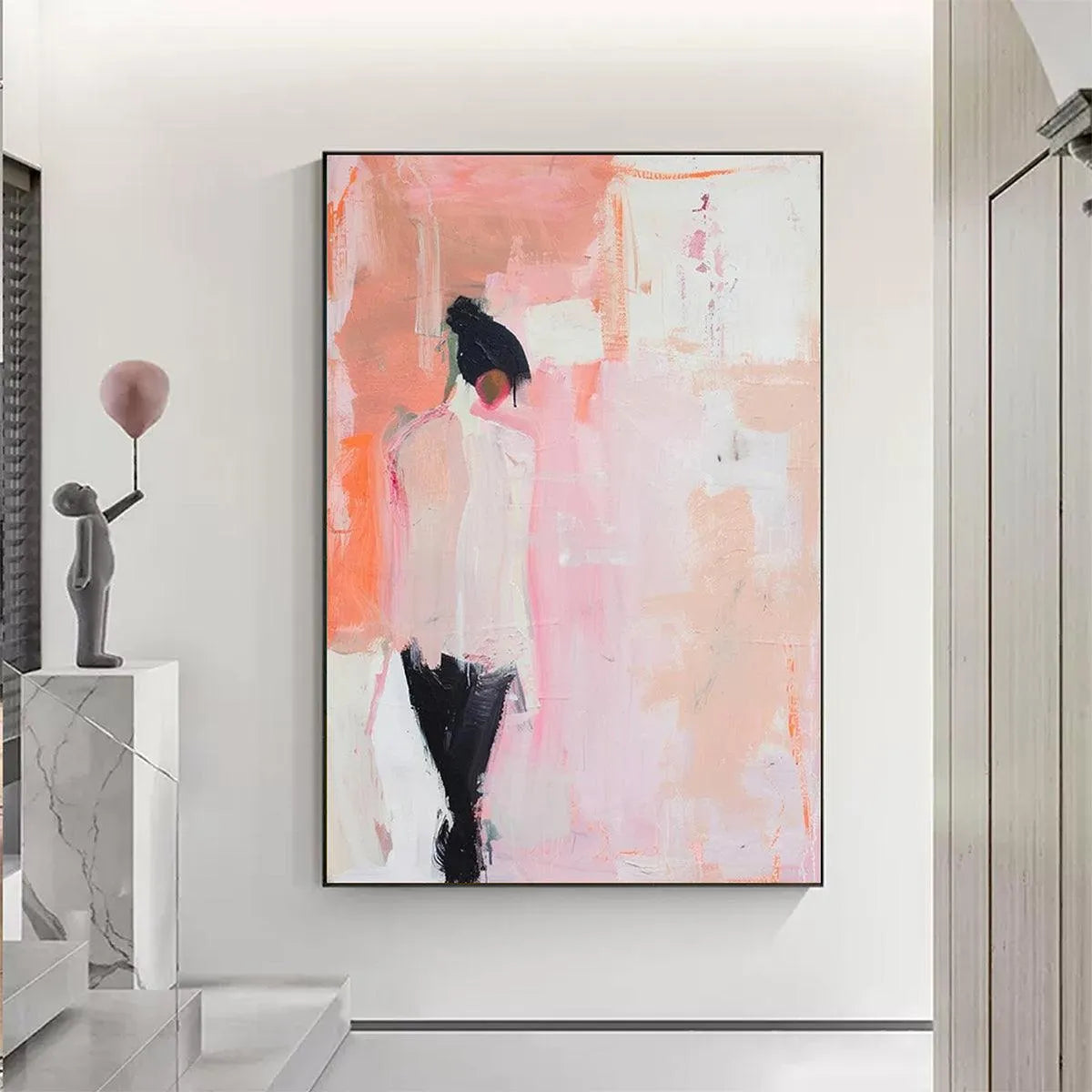 PINK ABSTRACT: Figurative Painting, Pastel Wall Art, Modern Decor, Vertical Canvas